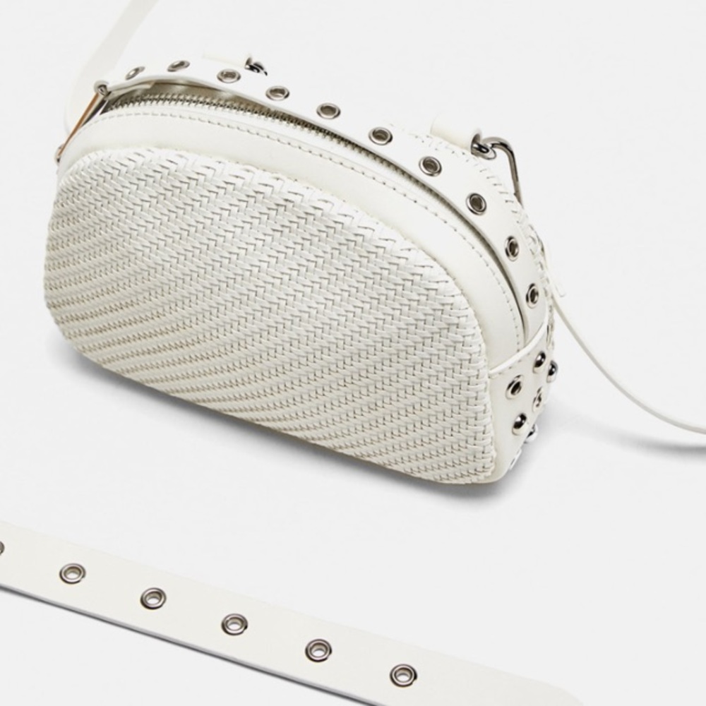Zara white braided crossbody belt bag - Picture 2 of 5